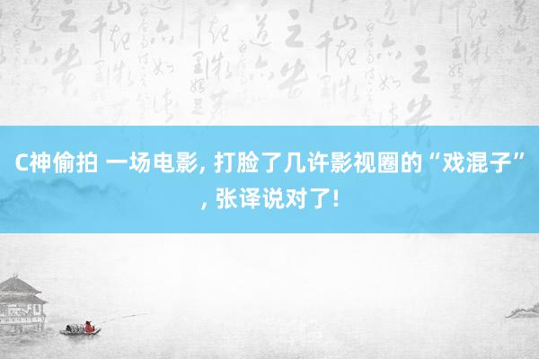 C神偷拍 一场电影, 打脸了几许影视圈的“戏混子”, 张译说对了!