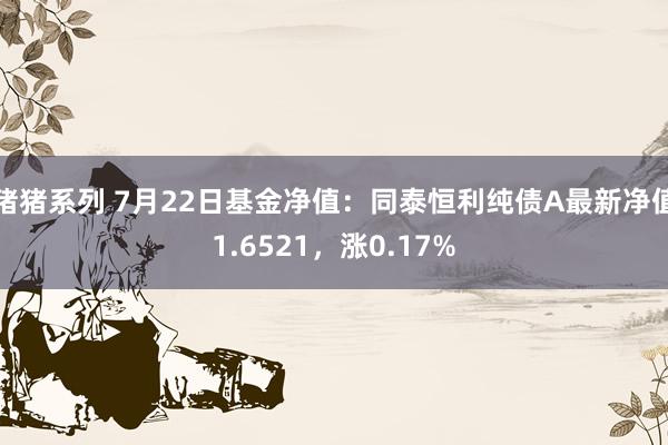 猪猪系列 7月22日基金净值：同泰恒利纯债A最新净值1.6521，涨0.17%