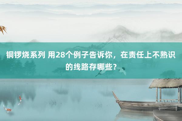 铜锣烧系列 用28个例子告诉你，在责任上不熟识的线路存哪些？